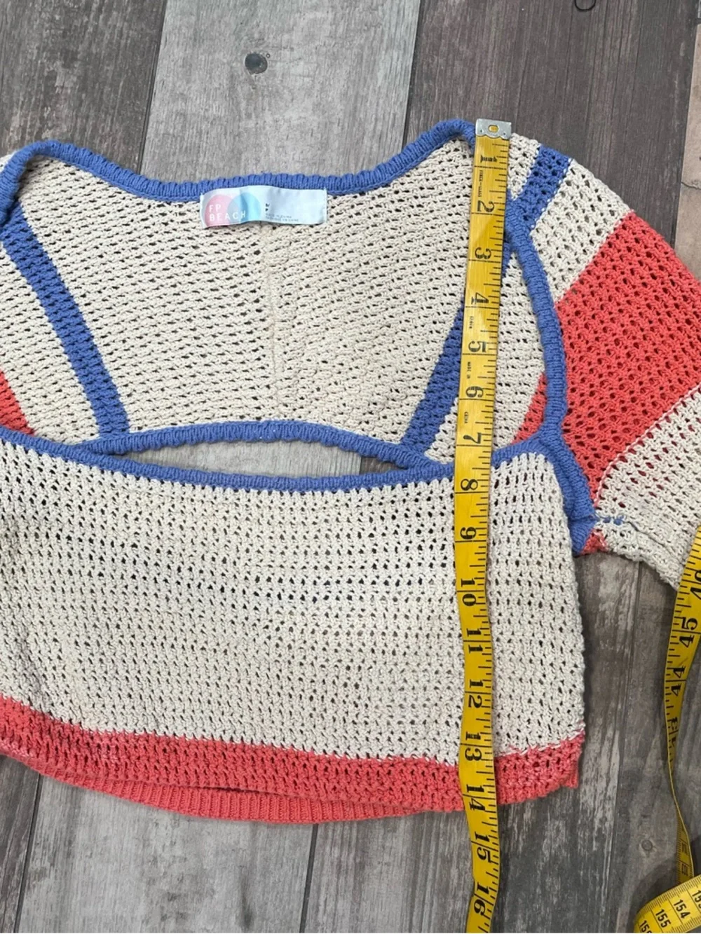 Free People FB Beach Love Me Long-Sleeve Fauxchet Striped Sweater Top Sz Small